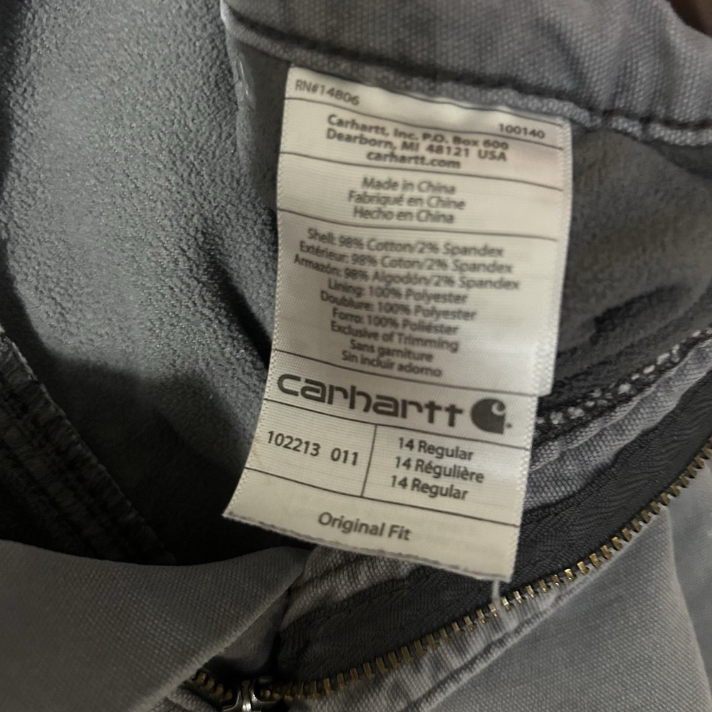 Carhartt Pants Womens 14 Fleece Lined Carpenter Original Fit Canvas Bleached - Picture 10 of 12